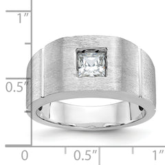 14k White Gold Men's Polished & Satin Solitaire Ring Mounting (No Stones Included)