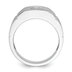 14k White Gold 5/8 carat Lab Grown Diamond VS/SI+ G+ Complete Polished and Satin Men's Ring