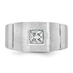 14k White Gold 5/8 carat Lab Grown Diamond VS/SI+ G+ Complete Polished and Satin Men's Ring
