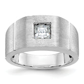 14k White Gold 5/8 carat Lab Grown Diamond VS/SI+ G+ Complete Polished and Satin Men's Ring