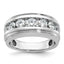 14k White Gold Mens Polished and Grooved 7-Stone Ring Mounting, Mounting Only - Sophia Jewelers