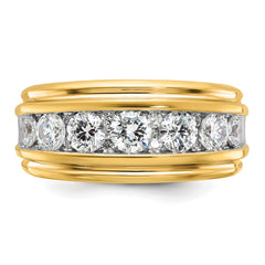 10k with White Rhodium Men's Polished and Grooved 2 Carat A Quality Diamond Ring