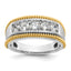 14k Two-tone 1 carat Lab Grown Diamond VS/SI+ G+ Five Stone Complete Polished Satin and Textured Men's Ring