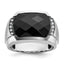 Men's Faceted Onyx & Diamond Ring in 14K White Gold (1/10 ct. tw.), Size 10 - Sophia Jewelers