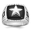 14k White Gold Mens Antiqued Cushion Onyx Complete Star Ring - Sophia Jewelers