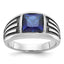Men's Black Lab-Created Sapphire Ring in 14K White Gold, Size 10 - Sophia Jewelers