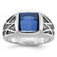 14k White Gold with Black Rhodium Mens Square Lab Created Sapphire Complete Ring - Sophia Jewelers