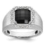 Men's Cushion Onyx & Diamond Ring in 14K White Gold (1/8 ct. tw.), Size 10 - Sophia Jewelers