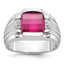 Men's Lab-Created Ruby & Diamond Ring in 14K White Gold (0.01 ct. tw.), Size 10 - Sophia Jewelers