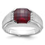 Men's Cushion Lab-Created Garnet & Diamond Ring in 14K White Gold (1/20 ct. tw.), Size 10 - Sophia Jewelers