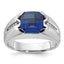 Men's Cushion Lab-Created Sapphire & Diamond Ring in 14K White Gold (1/20 ct. tw.), Size 10 - Sophia Jewelers