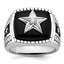 Men's Cushion Onyx & Diamond Star Ring in 14K White Gold (1/20 ct. tw.), Size 10 - Sophia Jewelers