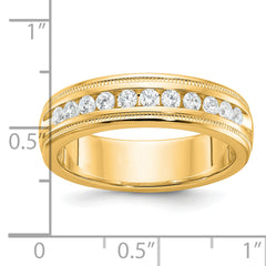 10k Men's Polished and Milgrain 11-Stone 1/2 Carat A Quality Diamond Ring