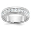 14k White Gold Men's Polished and Milgrain 11-Stone 1 Carat AA Quality Diamond Ring - Sophia Jewelers