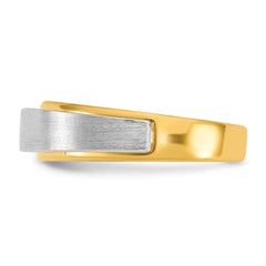 14k Two-tone 1/15 carat Lab Grown Diamond VS/SI+ G+ Complete Polished and Satin Men's Band