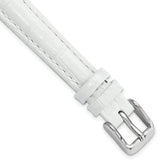 12mm White Crocodile Grain Chronograph Leather with Silver-tone Buckle 6.75 inch Watch Band