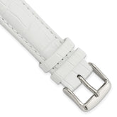 18mm Long White Crocodile Grain Chronograph Leather with Silver-tone Buckle 8.5 inch Watch Band