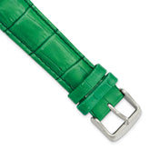 22mm Long Green Crocodile Grain Chronograph Leather with Silver-tone Buckle 8.5 inch Watch Band