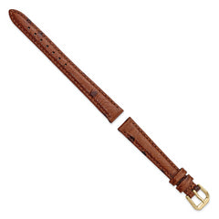 12mm Havana Ostrich Grain Leather with Gold-tone Buckle 6.75 inch Watch Band