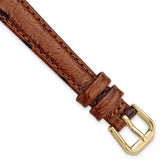 12mm Havana Ostrich Grain Leather with Gold-tone Buckle 6.75 inch Watch Band