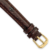 12mm Brown Ostrich Grain Leather with Gold-tone Buckle 6.75 inch Watch Band