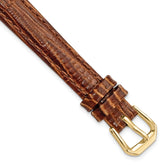 12mm Havana Brown Snake Grain Leather with Gold-tone Buckle 6.75 inch Watch Band