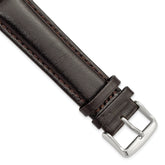 20mm Long Dark Brown Leather Chronograph with Silver-tone Buckle 8.5 inch Watch Band