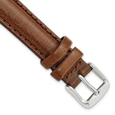 16mm Havana Smooth Leather Chronograph with Silver-tone Buckle 7.5 inch Watch Band