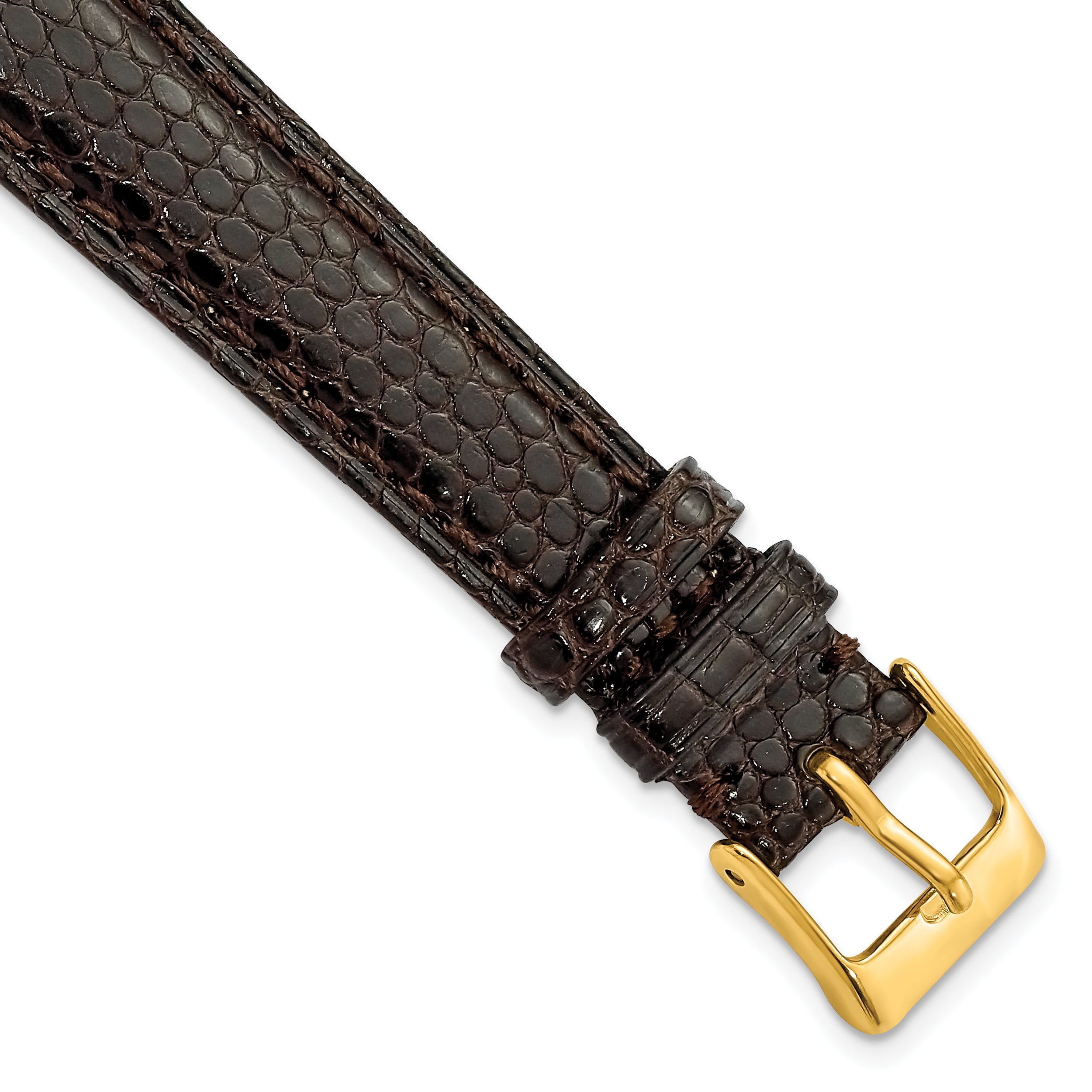8mm Brown Genuine Lizard Leather with Gold-tone Buckle 6.75 inch Watch Band