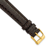 8mm Brown Genuine Lizard Leather with Gold-tone Buckle 6.75 inch Watch Band