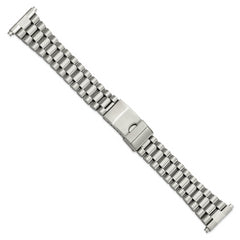Mens Long 18-22mm President-Style Satin and Polished Stainless Steel with Deployment Buckle 7 inch Watch Band