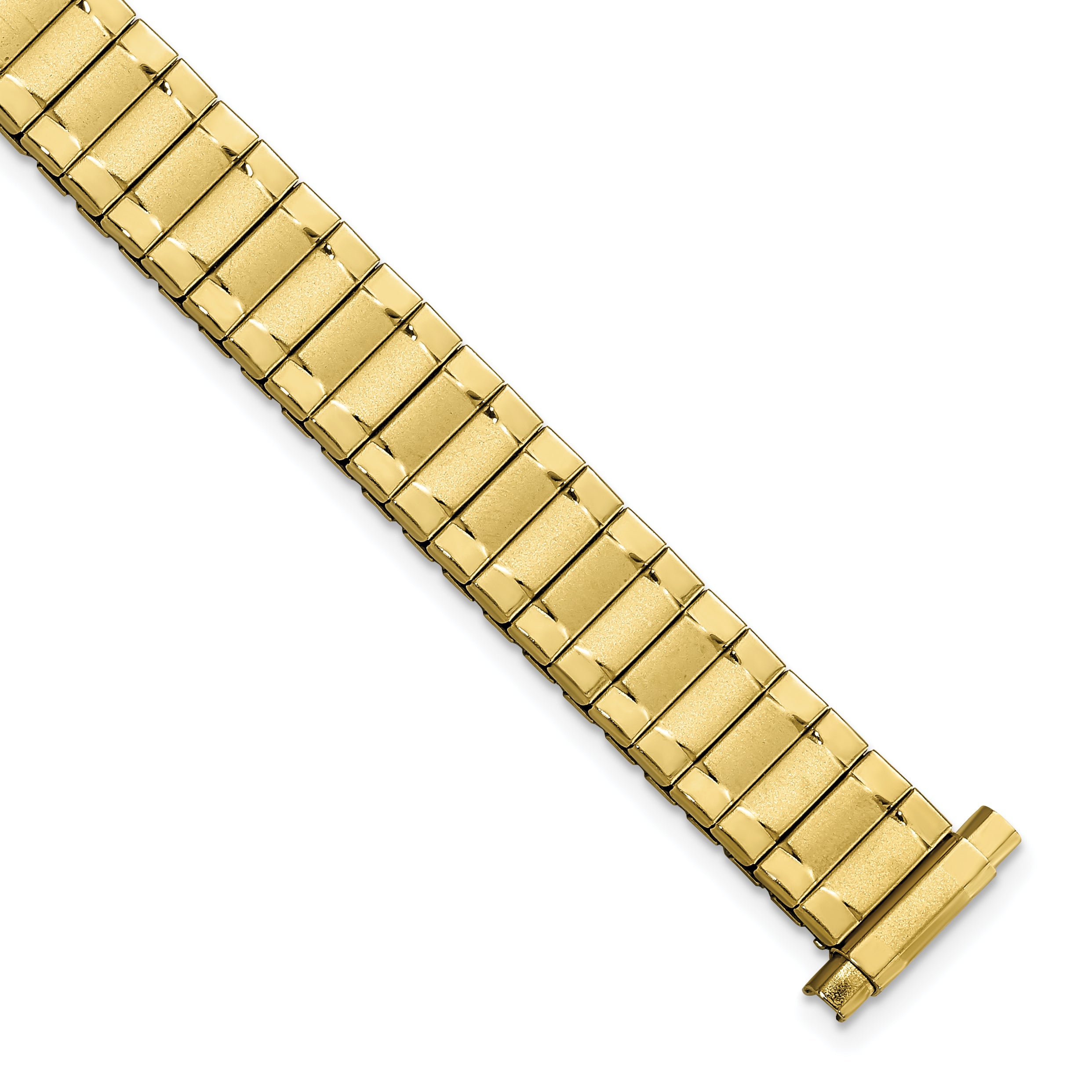 Ladies Long 9-13mm Satin and Polished Yellow IP-plated Stainless Steel 6.75 inch Expansion Watch Band