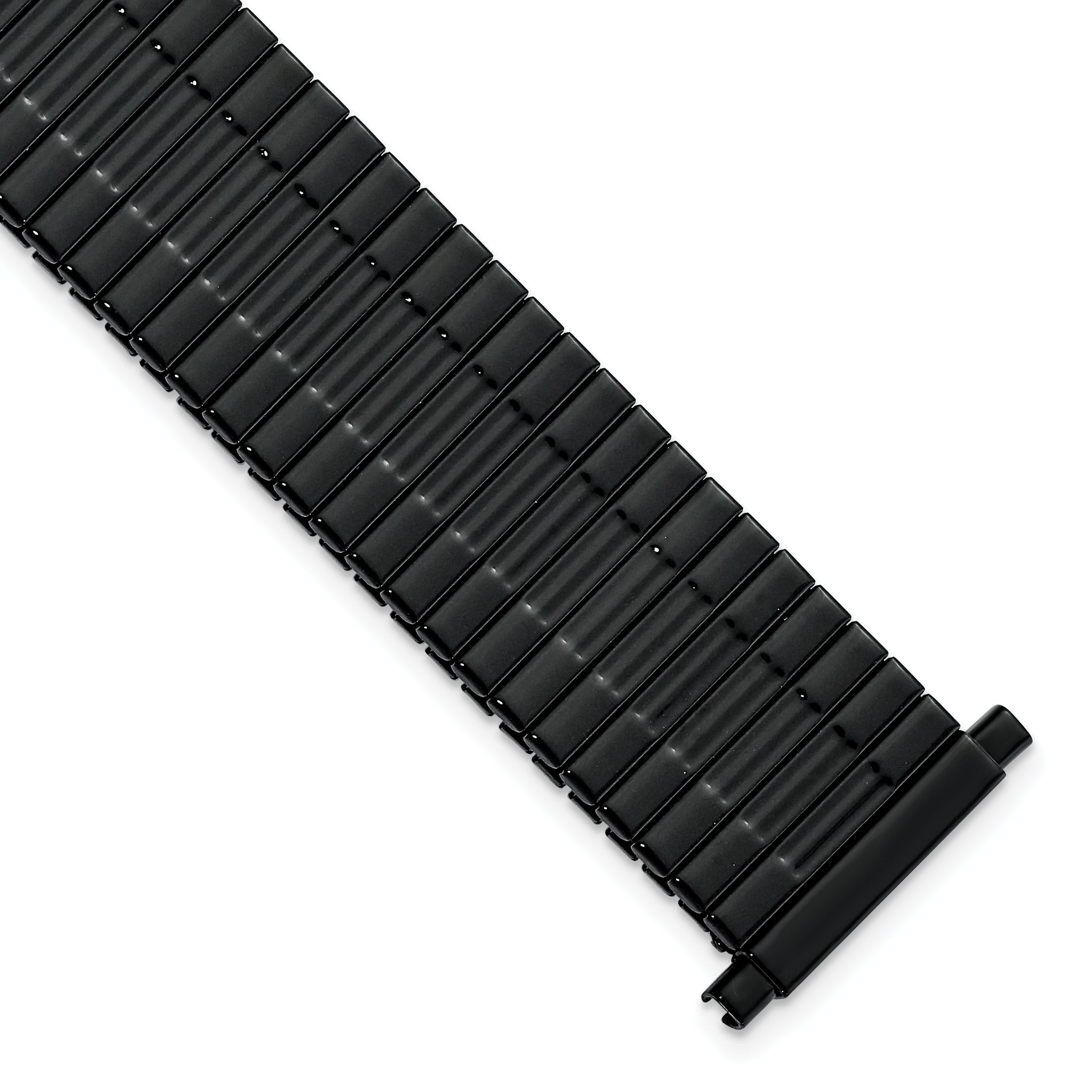 Mens Long 17-22mm Black-tone Stainless Steel 7.25 inch Expansion Watch Band