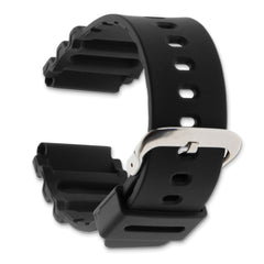 22mm Black Polyurethane Sport with Stainless Steel Buckle 7.9 inch Watch Band