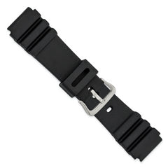 22mm Black Polyurethane Sport with Stainless Steel Buckle 7.9 inch Watch Band