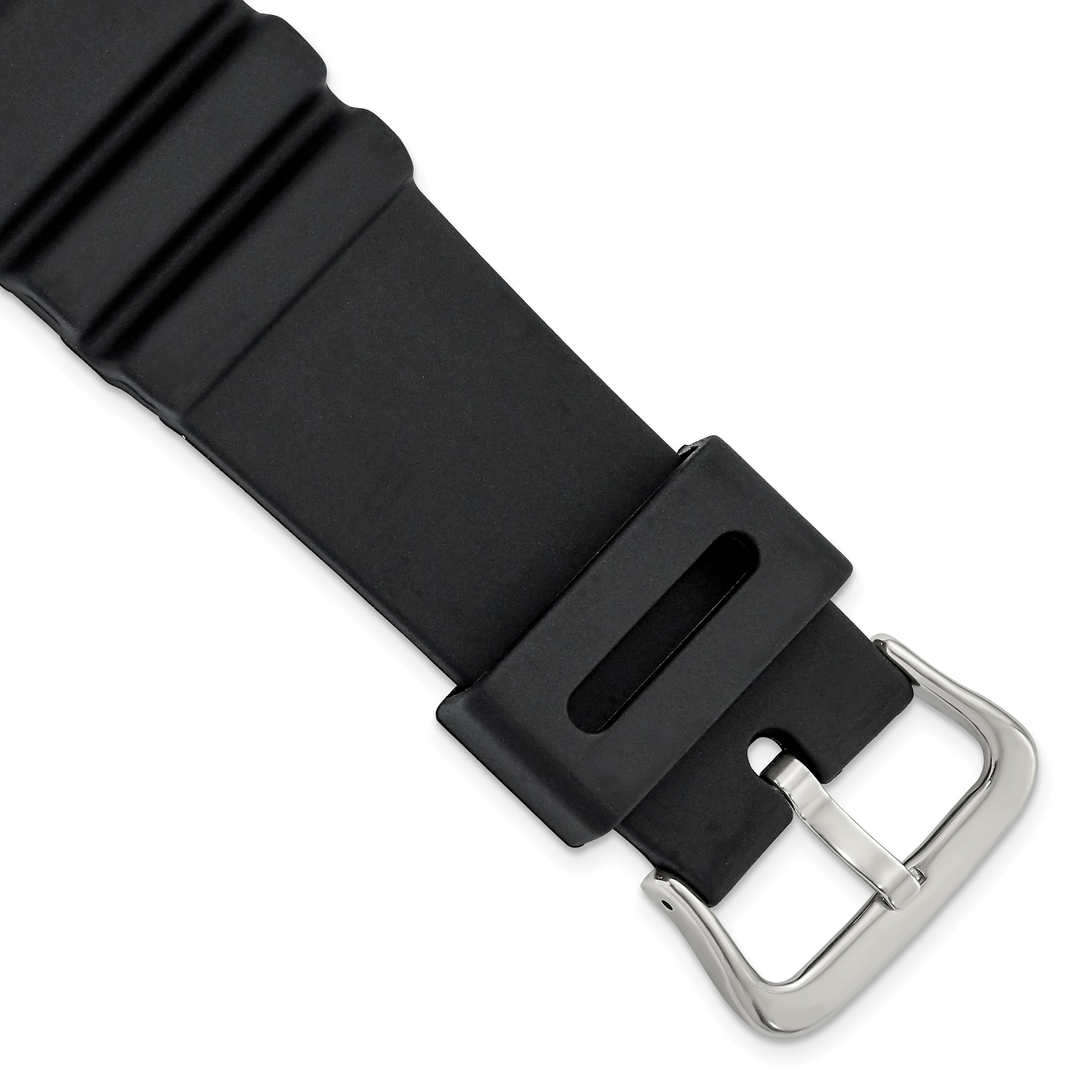 22mm Black Polyurethane Sport with Stainless Steel Buckle 7.9 inch Watch Band