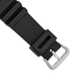 22mm Black Polyurethane Sport with Stainless Steel Buckle 7.9 inch Watch Band