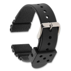 22mm Black Polyurethane Sport with Slip Resistant Inner Texture and Stainless Steel Buckle 8.8 inch Watch Band