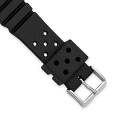 22mm Black Polyurethane Sport with Slip Resistant Inner Texture and Stainless Steel Buckle 8.8 inch Watch Band