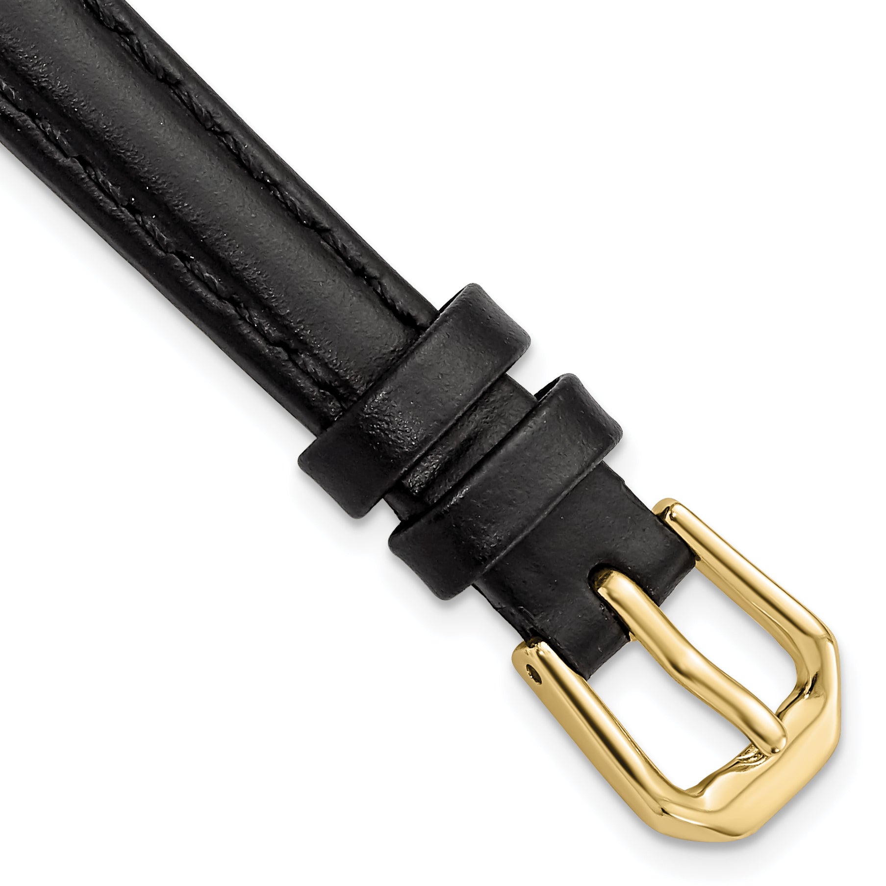 10mm Black Leather with Gold-tone Buckle 6.75 inch Watch Band