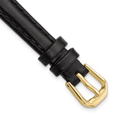10mm Black Leather with Gold-tone Buckle 6.75 inch Watch Band