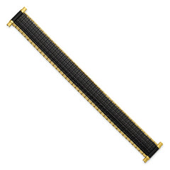 Romunda Mens 16-20mm Black and Yellow-tone Stainless Steel 6.5 inch Expansion Watch Band