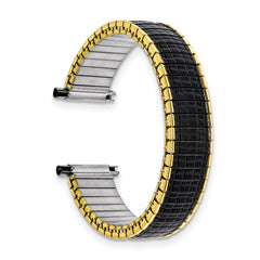 Romunda Mens 16-20mm Black and Yellow-tone Stainless Steel 6.5 inch Expansion Watch Band