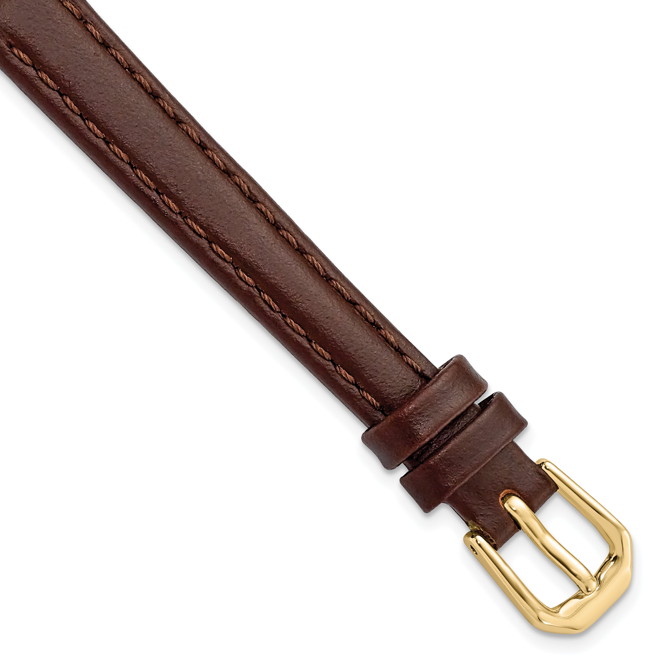 10mm Dark Brown Leather with Gold-tone Buckle 6.75 inch Watch Band