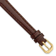 10mm Dark Brown Leather with Gold-tone Buckle 6.75 inch Watch Band