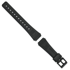 19mm Black Polyurethane Sport with Black Acrylic Buckle 7.3 inch Watch Band