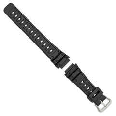 18mm Black Polyurethane Sport with Stainless Steel Buckle 7.9 inch Watch Band