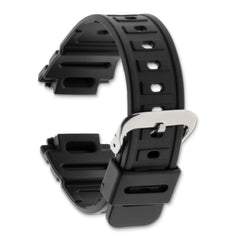 18mm Black Polyurethane Sport with Stainless Steel Buckle 7.9 inch Watch Band