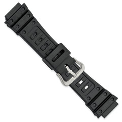 18mm Black Polyurethane Sport with Stainless Steel Buckle 7.9 inch Watch Band