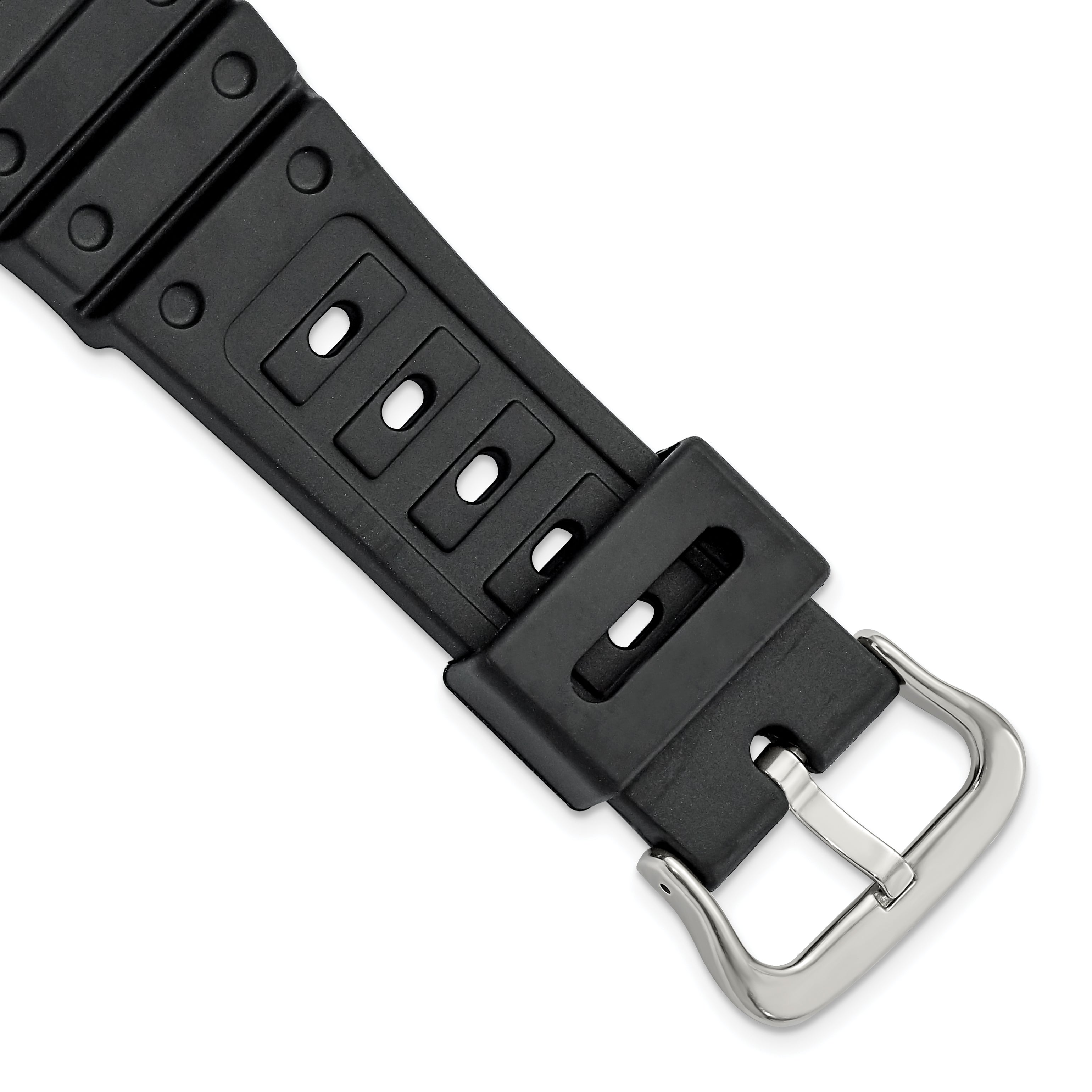 18mm Black Polyurethane Sport with Stainless Steel Buckle 7.9 inch Watch Band